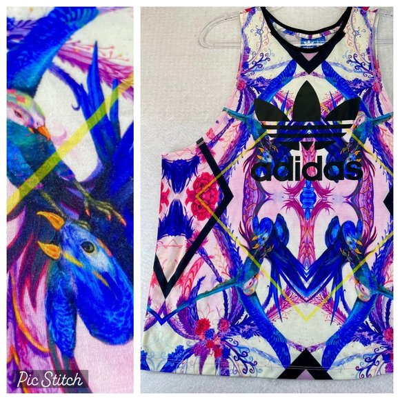 adidas Tops - ADIDAS Womens M Multicolor Floral Birds Tropical Print Summer Tank Top